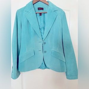 Danier turquoise leather blazer
